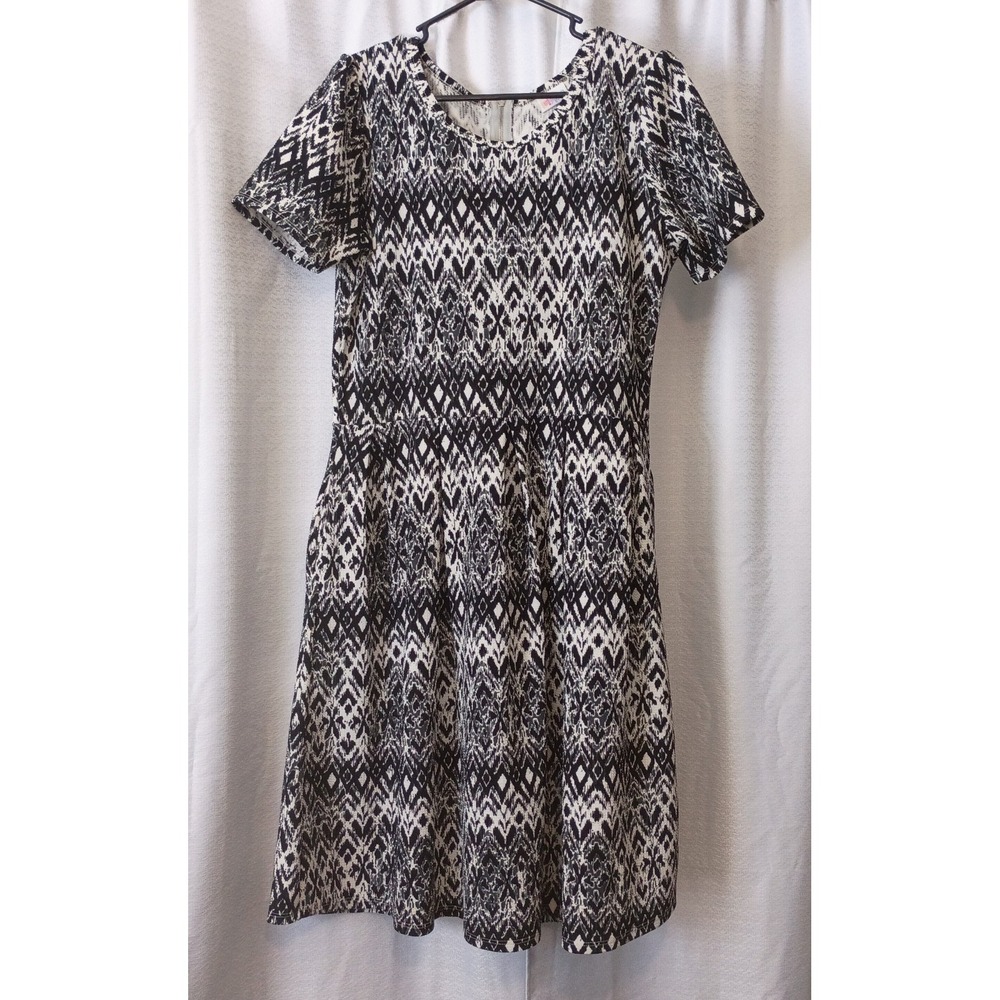 Women's Lularoe Midi Dress Black, Gray, & White‎ Size 2XL, Great Condition